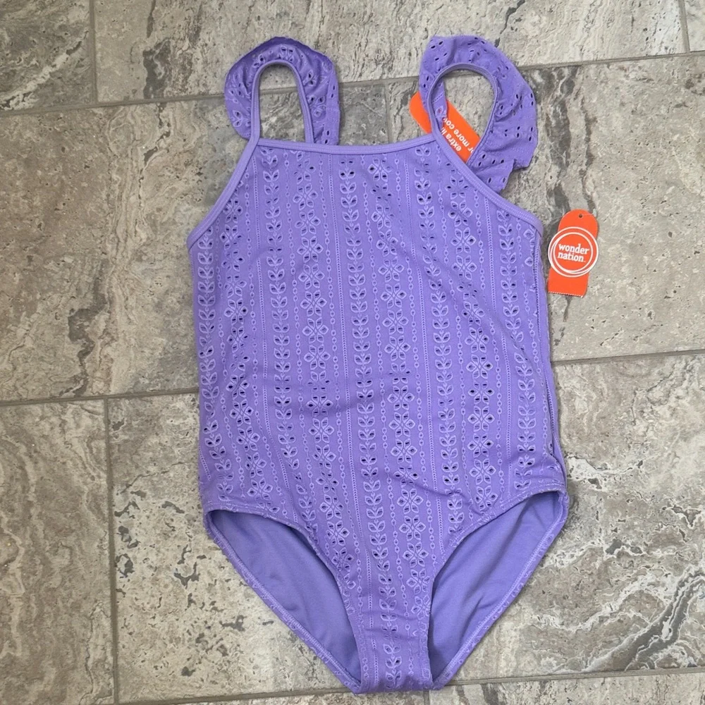 NWT Size XL (14-16) Wonder Nation Lavender Eyelet One Piece Swimsuit